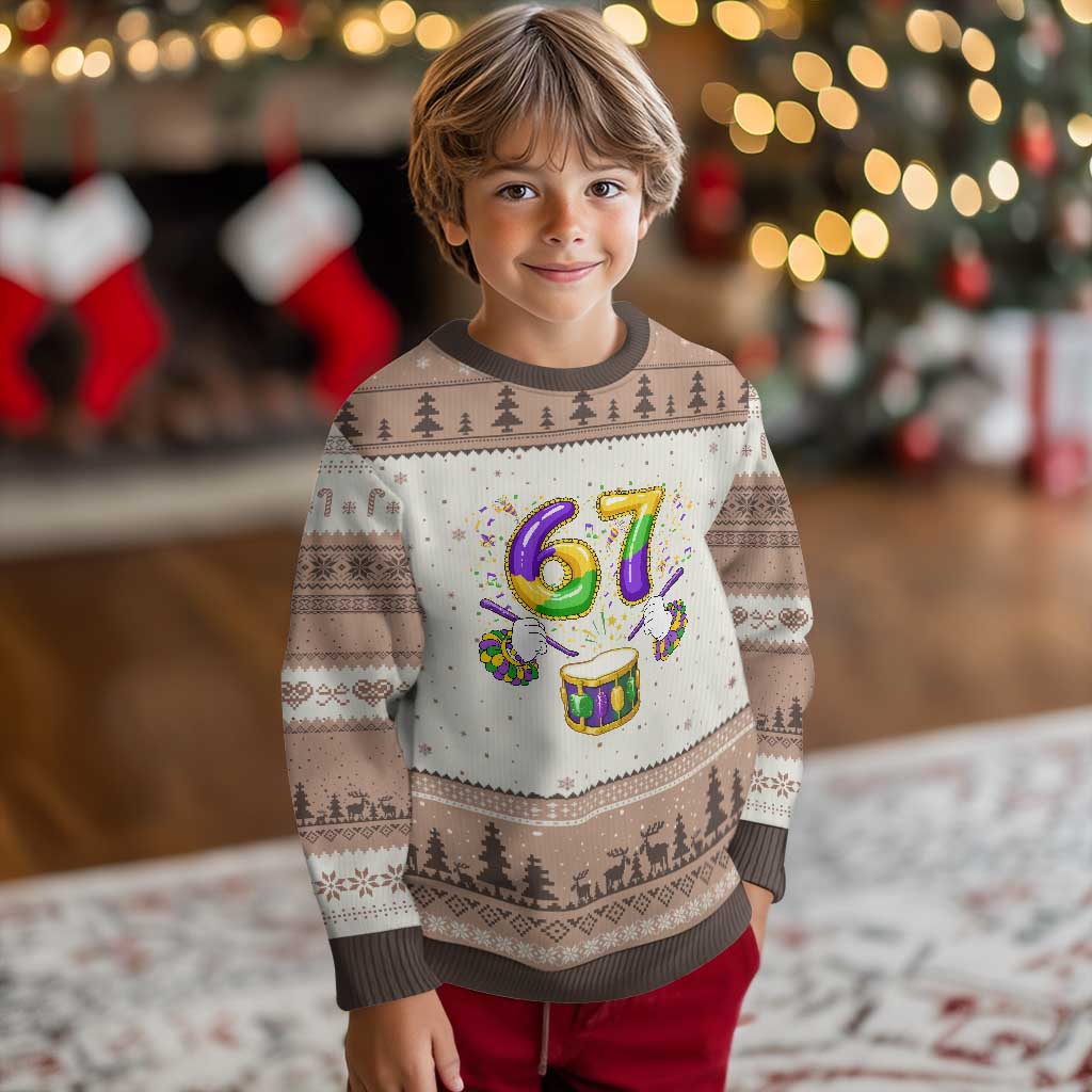 67 Mardi Gras Meme Ugly Christmas Sweater Funny Six Seven Carnival Trendy TS14 Mocha Mousse Print Your Wear