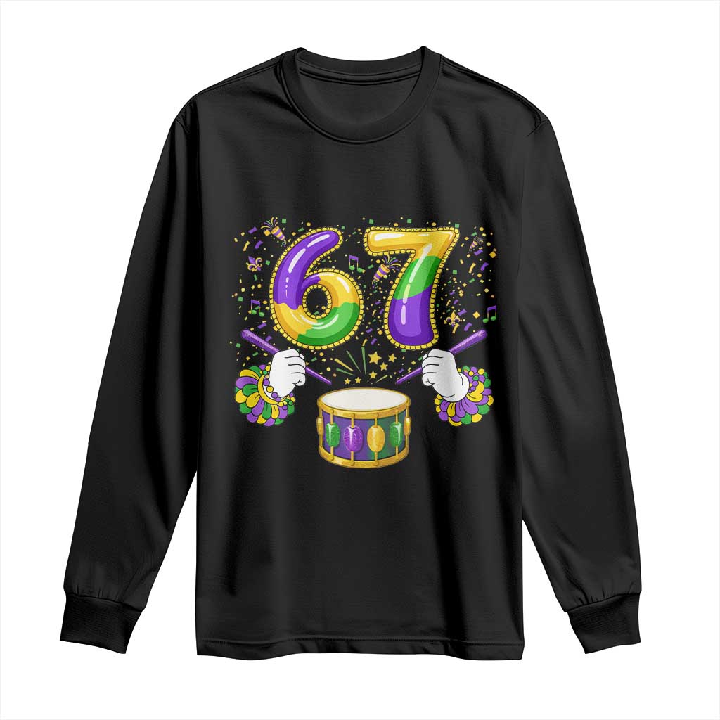 67 Mardi Gras Meme Long Sleeve Shirt Funny Six Seven Carnival Trendy TS14 Black Print Your Wear