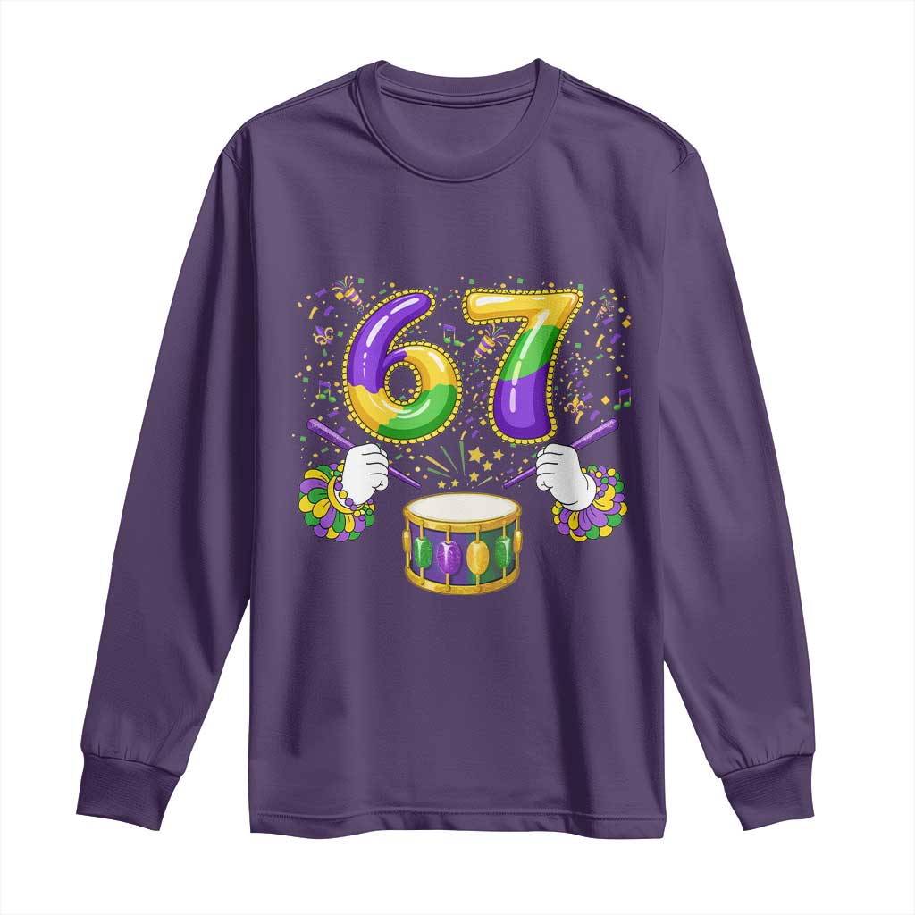 67 Mardi Gras Meme Long Sleeve Shirt Funny Six Seven Carnival Trendy TS14 Purple Print Your Wear
