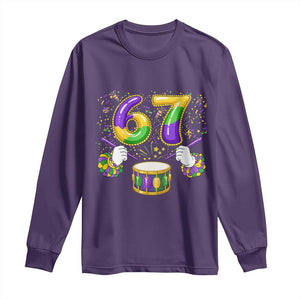 67 Mardi Gras Meme Long Sleeve Shirt Funny Six Seven Carnival Trendy TS14 Purple Print Your Wear