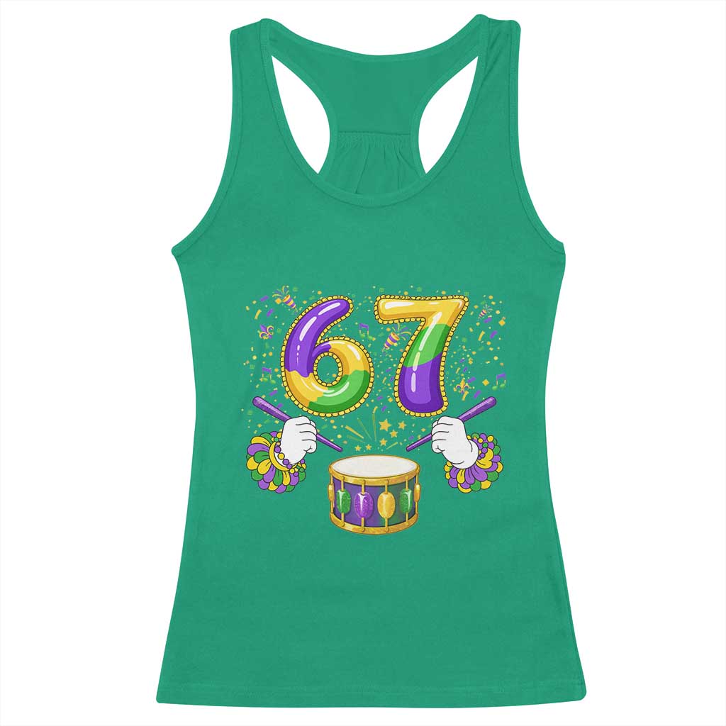67 Mardi Gras Meme Racerback Tank Top Funny Six Seven Carnival Trendy TS14 Irish Green Print Your Wear
