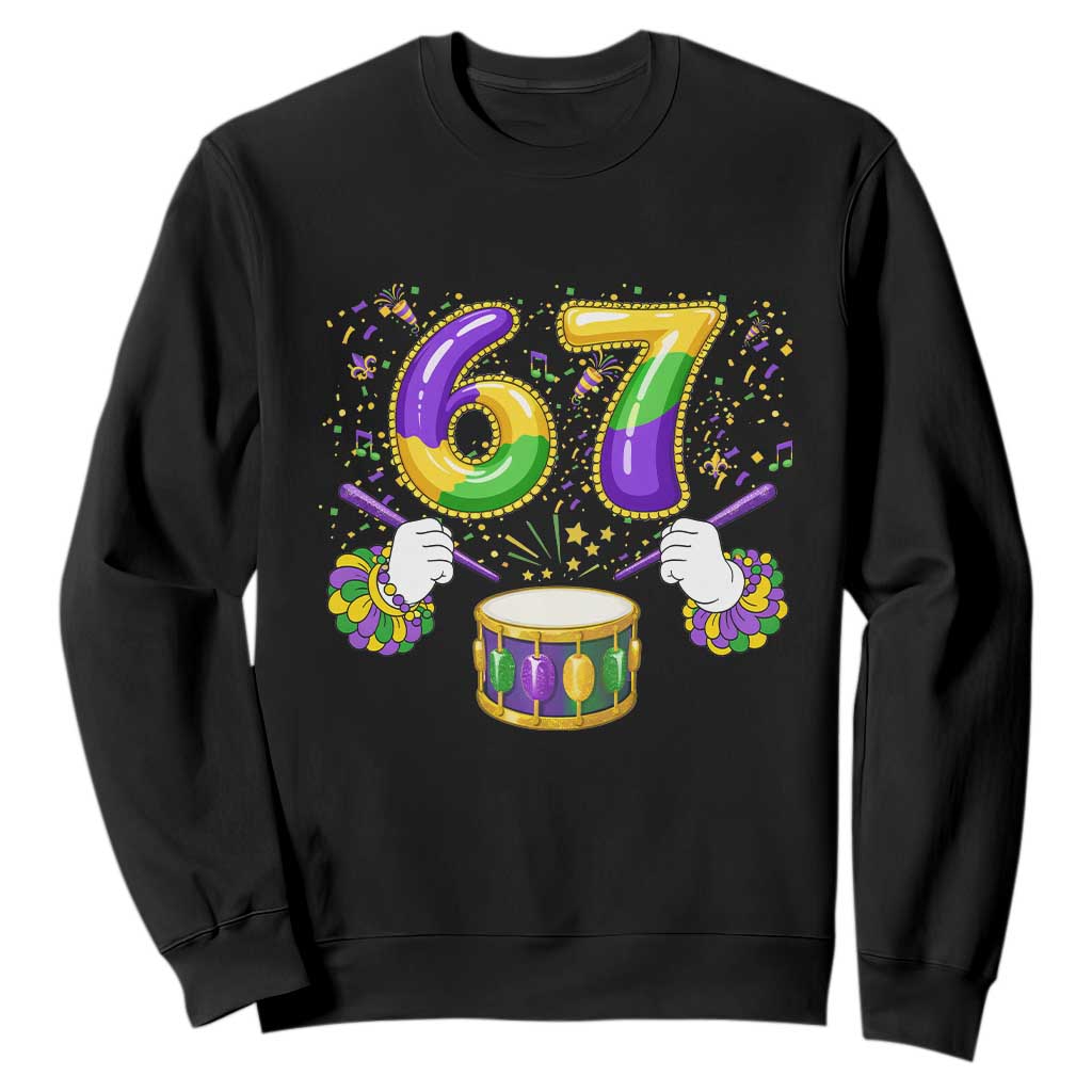 67 Mardi Gras Meme Sweatshirt Funny Six Seven Carnival Trendy TS14 Black Print Your Wear