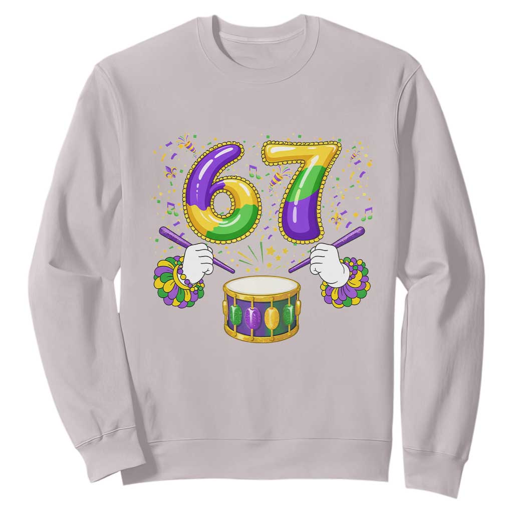 67 Mardi Gras Meme Sweatshirt Funny Six Seven Carnival Trendy TS14 Ice Gray Print Your Wear