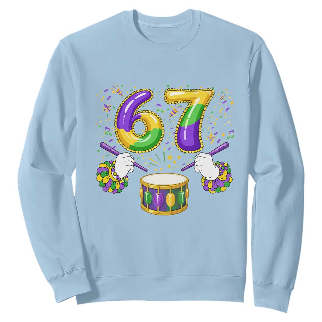 67 Mardi Gras Meme Sweatshirt Funny Six Seven Carnival Trendy TS14 Light Blue Print Your Wear