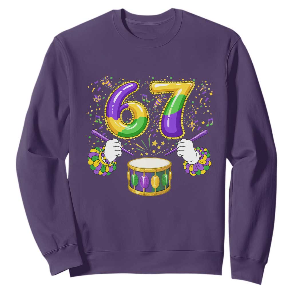 67 Mardi Gras Meme Sweatshirt Funny Six Seven Carnival Trendy TS14 Purple Print Your Wear