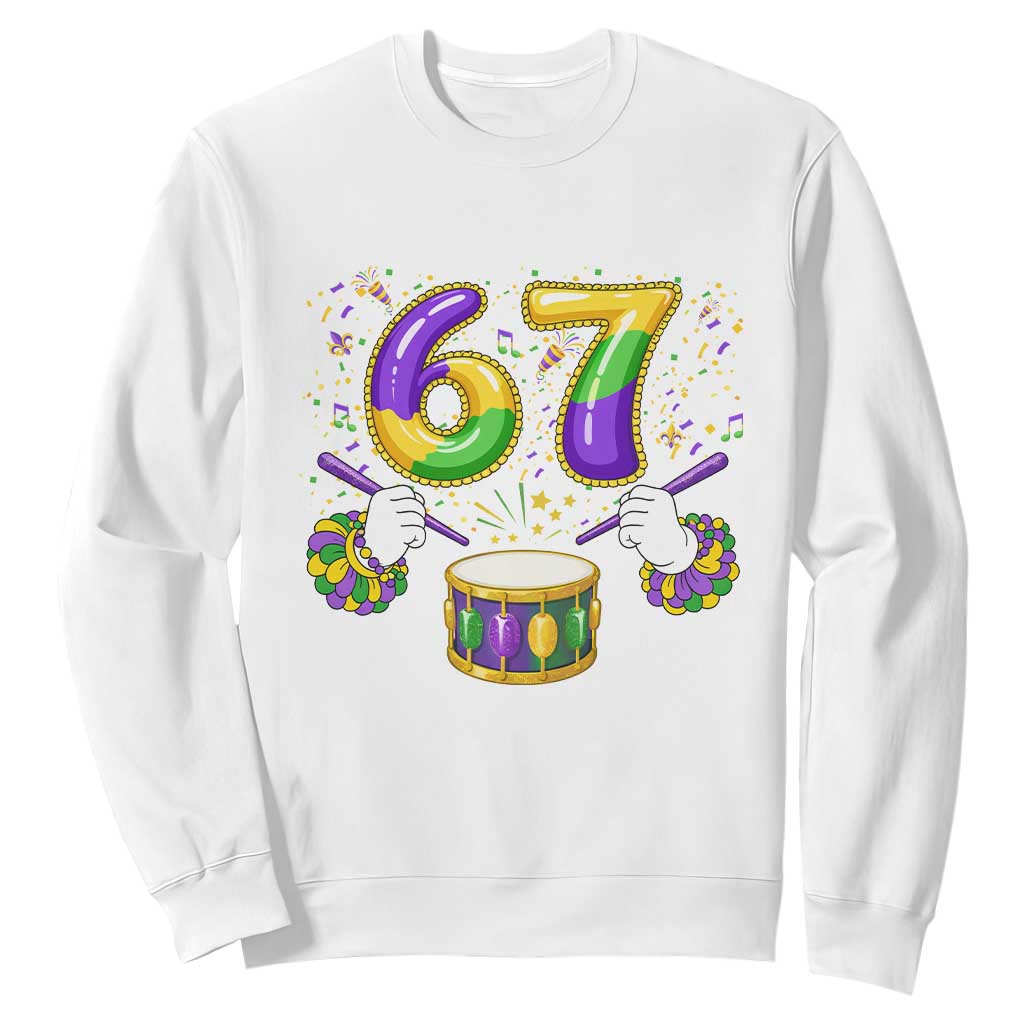 67 Mardi Gras Meme Sweatshirt Funny Six Seven Carnival Trendy TS14 White Print Your Wear
