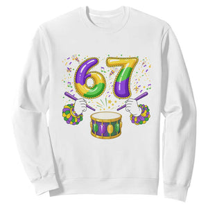 67 Mardi Gras Meme Sweatshirt Funny Six Seven Carnival Trendy TS14 White Print Your Wear