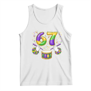 67 Mardi Gras Meme Tank Top Funny Six Seven Carnival Trendy TS14 White Print Your Wear