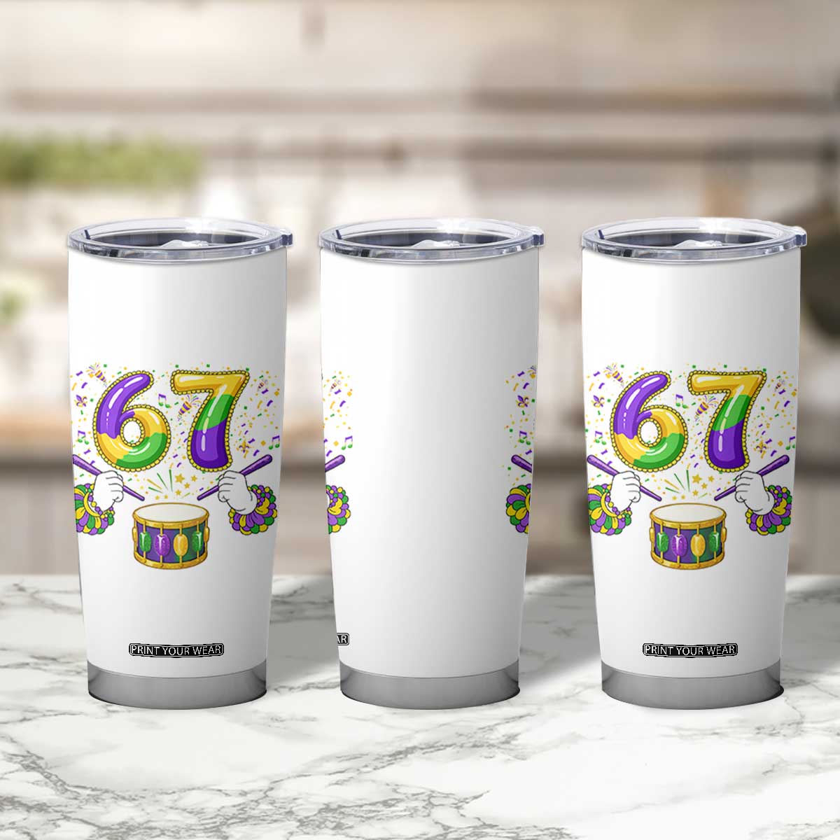 67 Mardi Gras Meme Tumbler Cup Funny Six Seven Carnival Trendy TS14 Print Your Wear