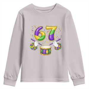 67 Mardi Gras Meme Youth Sweatshirt Funny Six Seven Carnival Trendy TS14 Ice Gray Print Your Wear