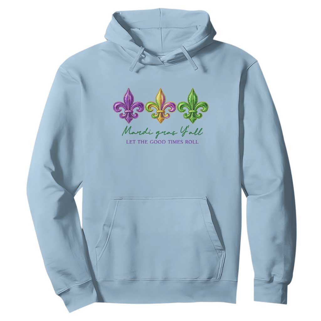Mardi Gras Hoodie Let The Good Time Roll TS14 Light Blue Print Your Wear