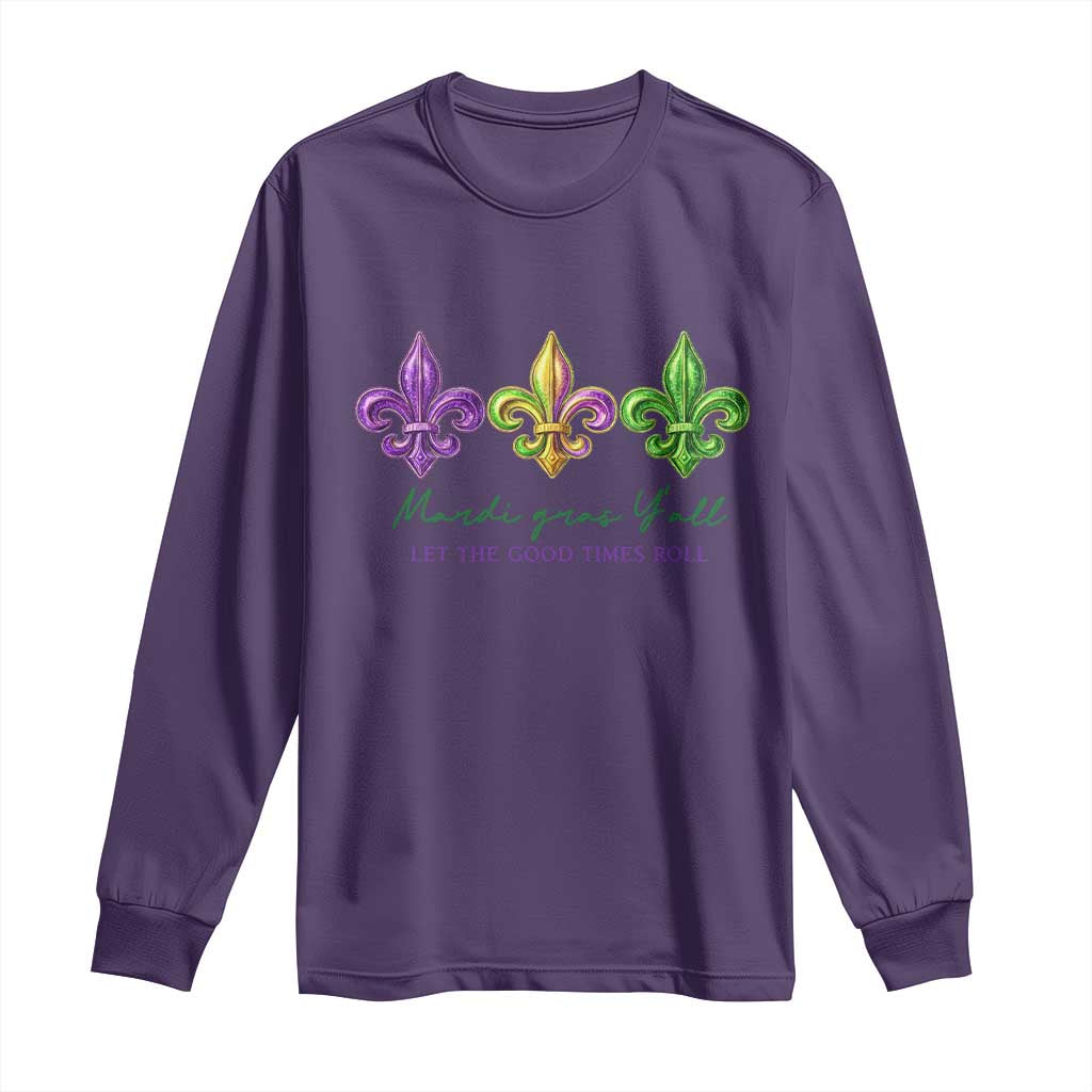 Mardi Gras Long Sleeve Shirt Let The Good Time Roll TS14 Purple Print Your Wear