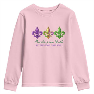 Mardi Gras Youth Sweatshirt Let The Good Time Roll TS14 Light Pink Print Your Wear
