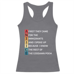 First They Came for The Immigrants Racerback Tank Top Sarcastic Immigration Rights Protest TS14 Charcoal Print Your Wear
