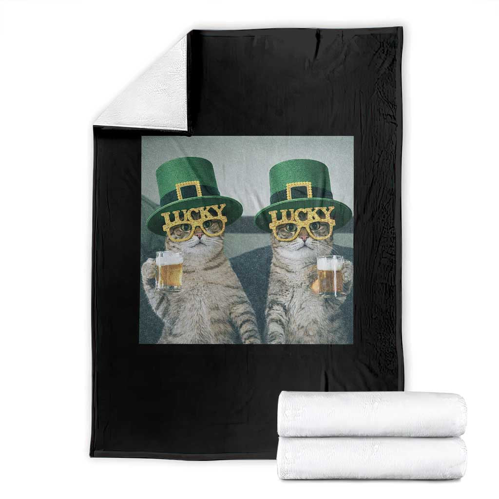 Funny St Patricks Day Cats Drinking Beer Meme Throw Blanket TS14 Black Print Your Wear