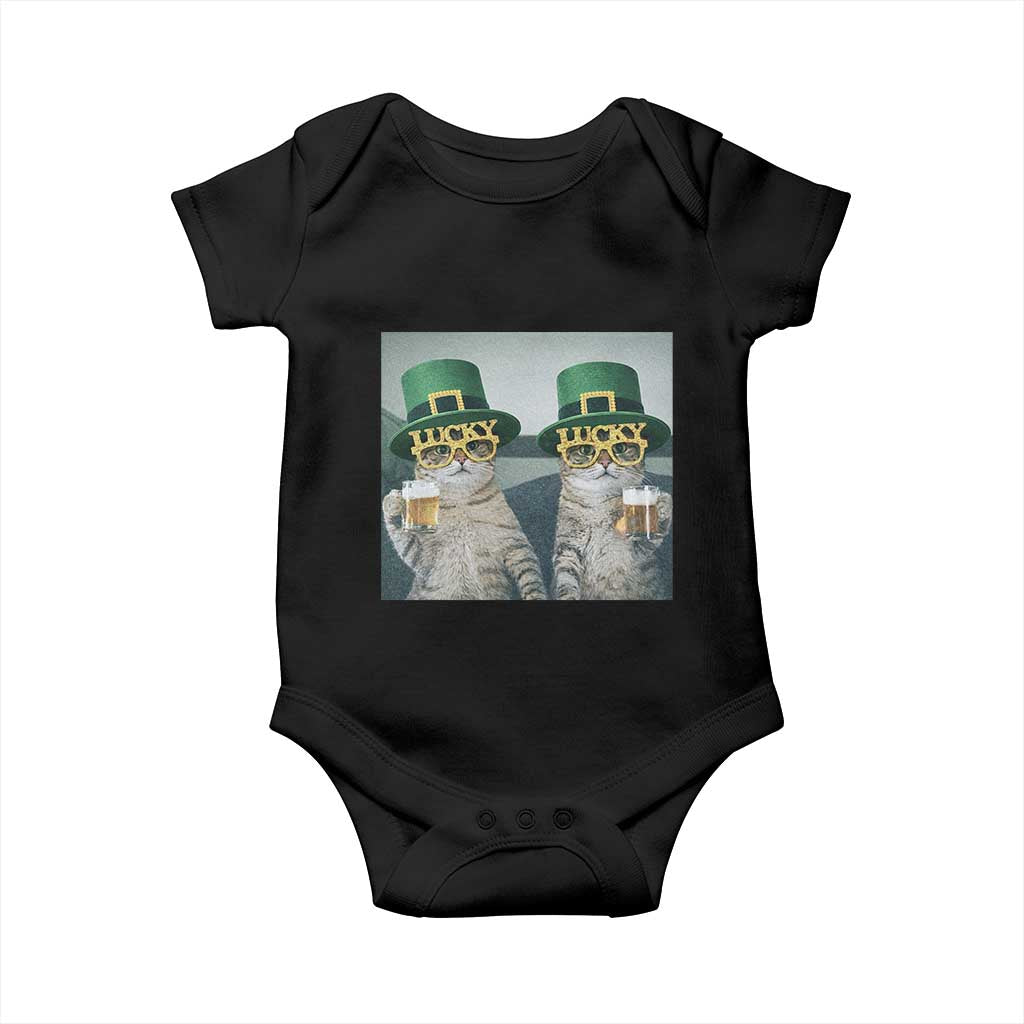 Funny St Patricks Day Cats Drinking Beer Meme Baby Onesie TS14 Black Print Your Wear