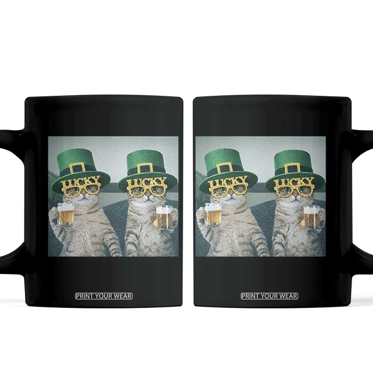 Funny St Patricks Day Cats Drinking Beer Meme Coffee Mug TS14 Black Print Your Wear