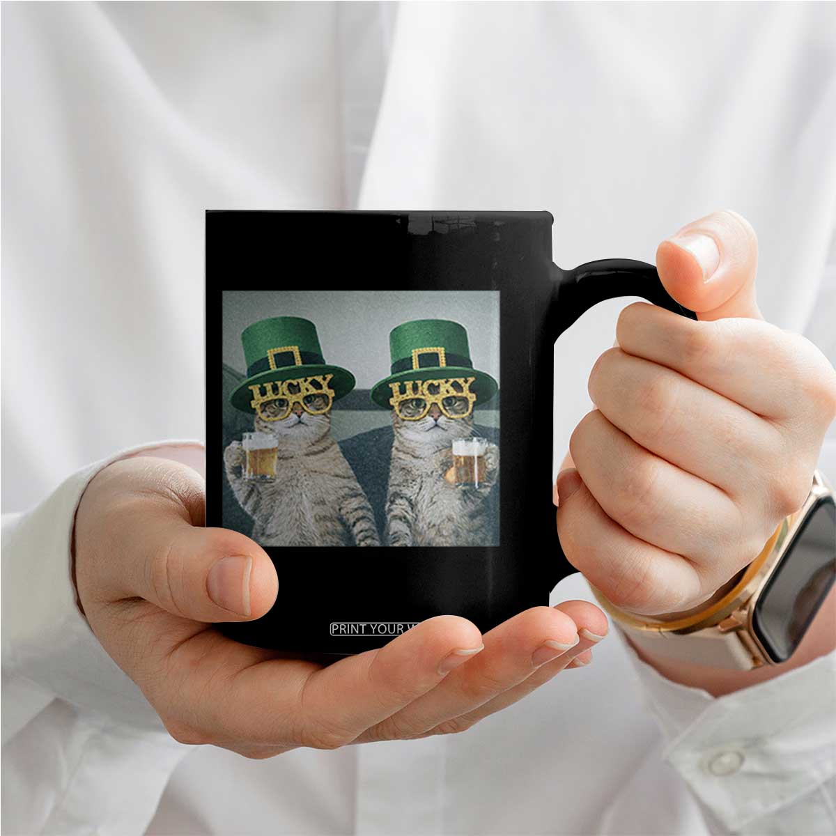 Funny St Patricks Day Cats Drinking Beer Meme Coffee Mug TS14 Print Your Wear