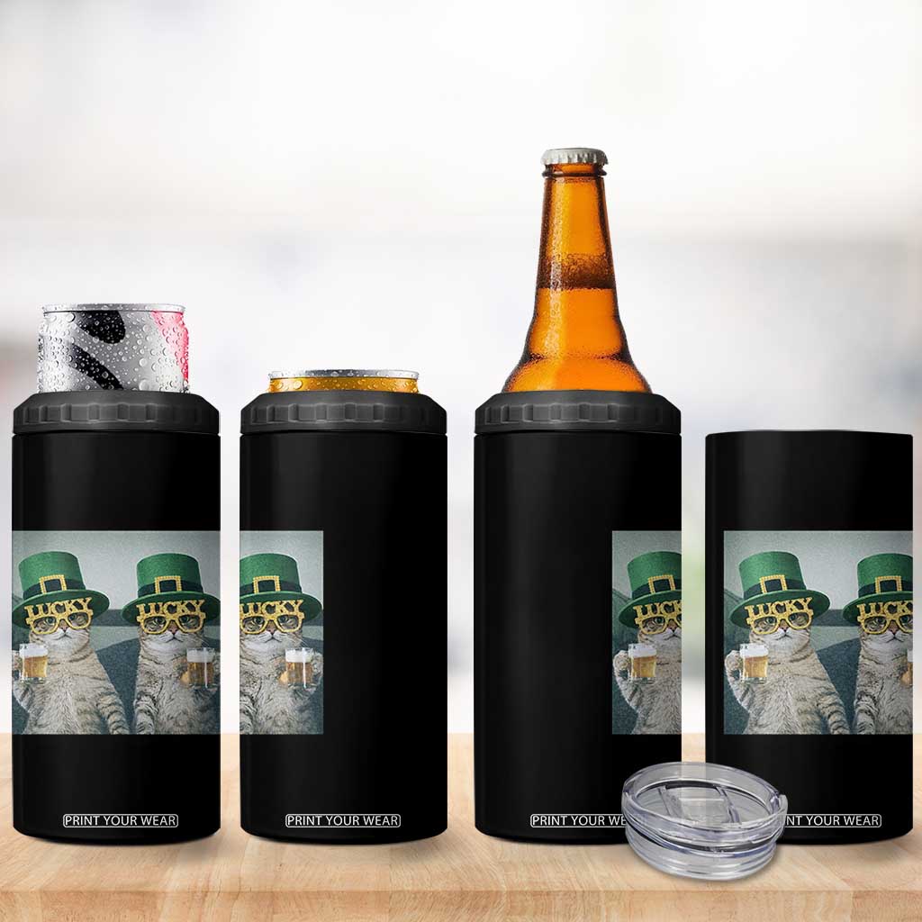 Funny St Patricks Day Cats Drinking Beer Meme 4 in 1 Can Cooler Tumbler TS14 Print Your Wear
