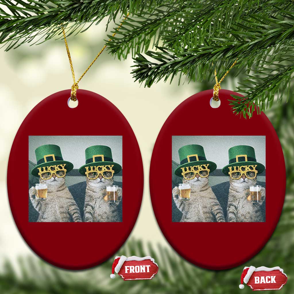 Funny St Patricks Day Cats Drinking Beer Meme Ceramic Ornament TS14 Print Your Wear