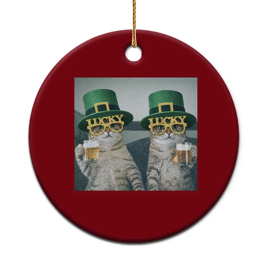Funny St Patricks Day Cats Drinking Beer Meme Ceramic Ornament TS14 1pc Red Print Your Wear