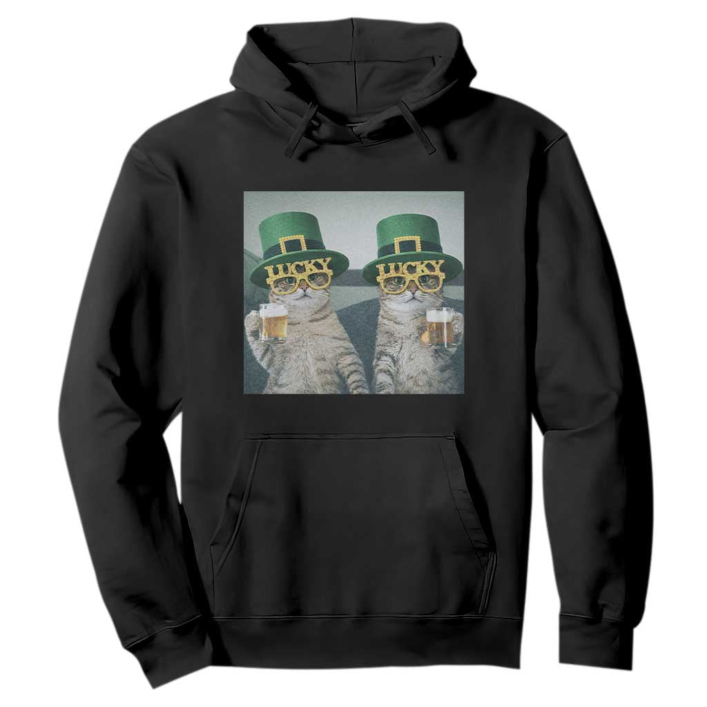 Funny St Patricks Day Cats Drinking Beer Meme Hoodie TS14 Black Print Your Wear