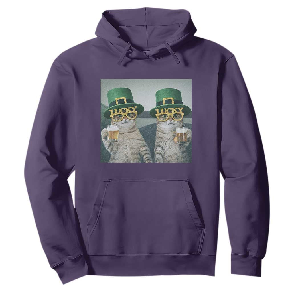 Funny St Patricks Day Cats Drinking Beer Meme Hoodie TS14 Purple Print Your Wear