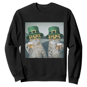 Funny St Patricks Day Cats Drinking Beer Meme Sweatshirt TS14 Black Print Your Wear