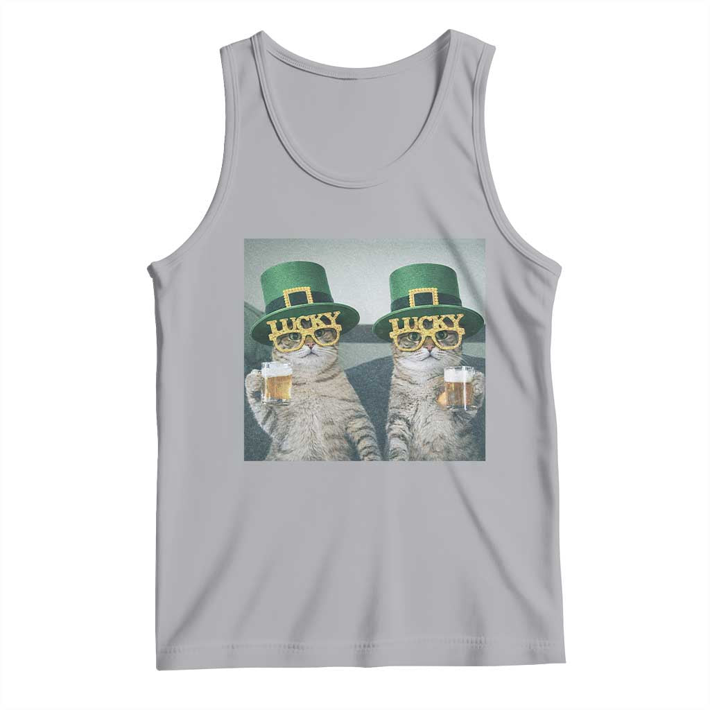Funny St Patricks Day Cats Drinking Beer Meme Tank Top TS14 Athletic Heather Print Your Wear