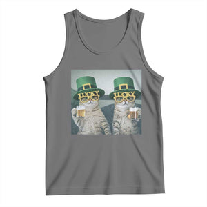 Funny St Patricks Day Cats Drinking Beer Meme Tank Top TS14 Black Heather Print Your Wear