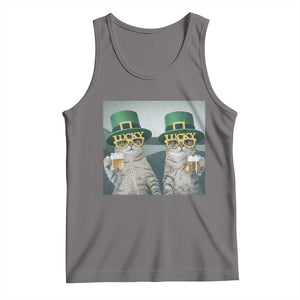 Funny St Patricks Day Cats Drinking Beer Meme Tank Top TS14 Deep Heather Print Your Wear