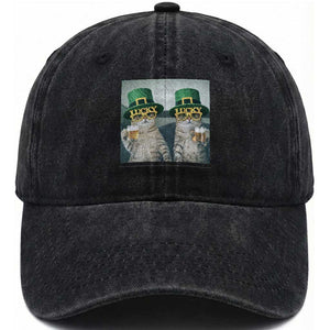 Funny St Patricks Day Cats Drinking Beer Meme Washed Cotton Baseball Cap TS14 Washed Cap Universal Fit Black Print Your Wear