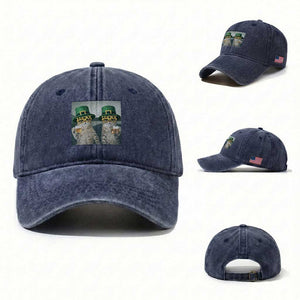 Funny St Patricks Day Cats Drinking Beer Meme Washed Cotton Baseball Cap TS14 Washed Cap Universal Fit Navy Print Your Wear