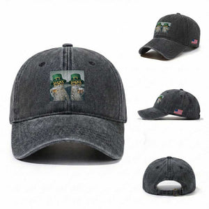 Funny St Patricks Day Cats Drinking Beer Meme Washed Cotton Baseball Cap TS14 Washed Cap Universal Fit Dark Gray Print Your Wear