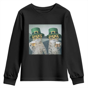 Funny St Patricks Day Cats Drinking Beer Meme Youth Sweatshirt TS14 Black Print Your Wear
