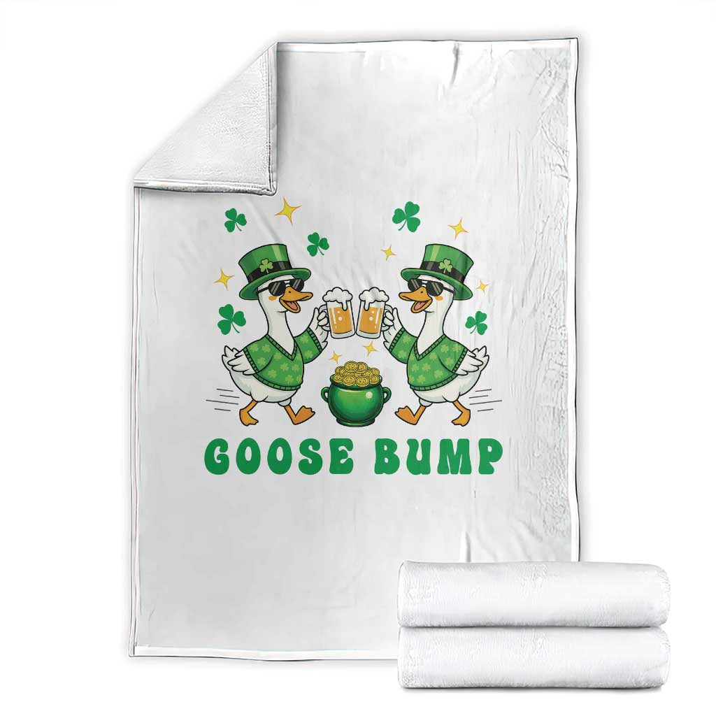 Funny St Patricks Day Goose Drinking Beer Throw Blanket Goose Bump TS14 White Print Your Wear
