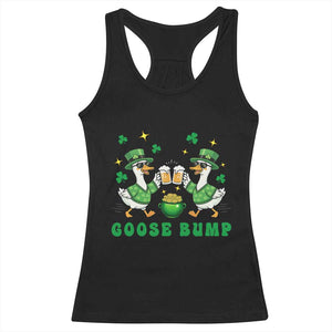 Funny St Patricks Day Goose Drinking Beer Racerback Tank Top Goose Bump TS14 Black Print Your Wear