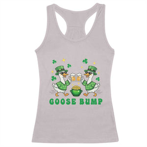 Funny St Patricks Day Goose Drinking Beer Racerback Tank Top Goose Bump TS14 Ice Gray Print Your Wear