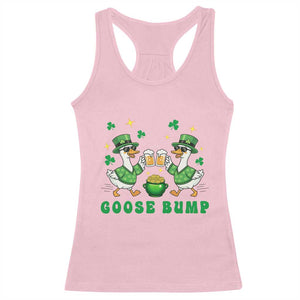 Funny St Patricks Day Goose Drinking Beer Racerback Tank Top Goose Bump TS14 Light Pink Print Your Wear