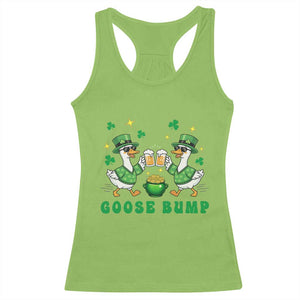 Funny St Patricks Day Goose Drinking Beer Racerback Tank Top Goose Bump TS14 Lime Print Your Wear
