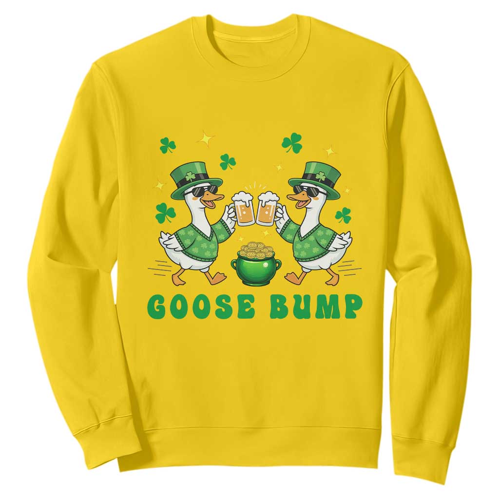 Funny St Patricks Day Goose Drinking Beer Sweatshirt Goose Bump TS14 Daisy Print Your Wear