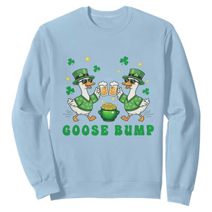 Funny St Patricks Day Goose Drinking Beer Sweatshirt Goose Bump TS14 Light Blue Print Your Wear