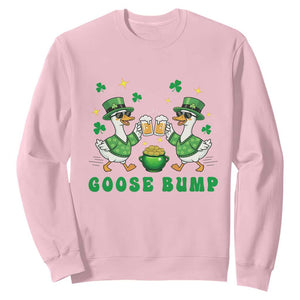 Funny St Patricks Day Goose Drinking Beer Sweatshirt Goose Bump TS14 Light Pink Print Your Wear