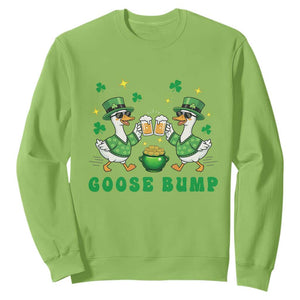 Funny St Patricks Day Goose Drinking Beer Sweatshirt Goose Bump TS14 Lime Print Your Wear
