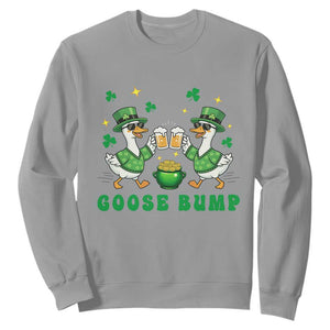 Funny St Patricks Day Goose Drinking Beer Sweatshirt Goose Bump TS14 Sport Gray Print Your Wear