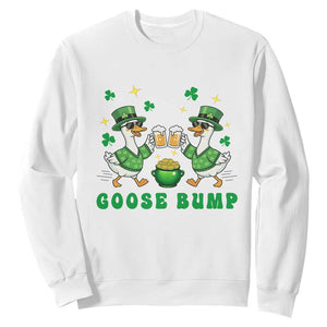 Funny St Patricks Day Goose Drinking Beer Sweatshirt Goose Bump TS14 White Print Your Wear
