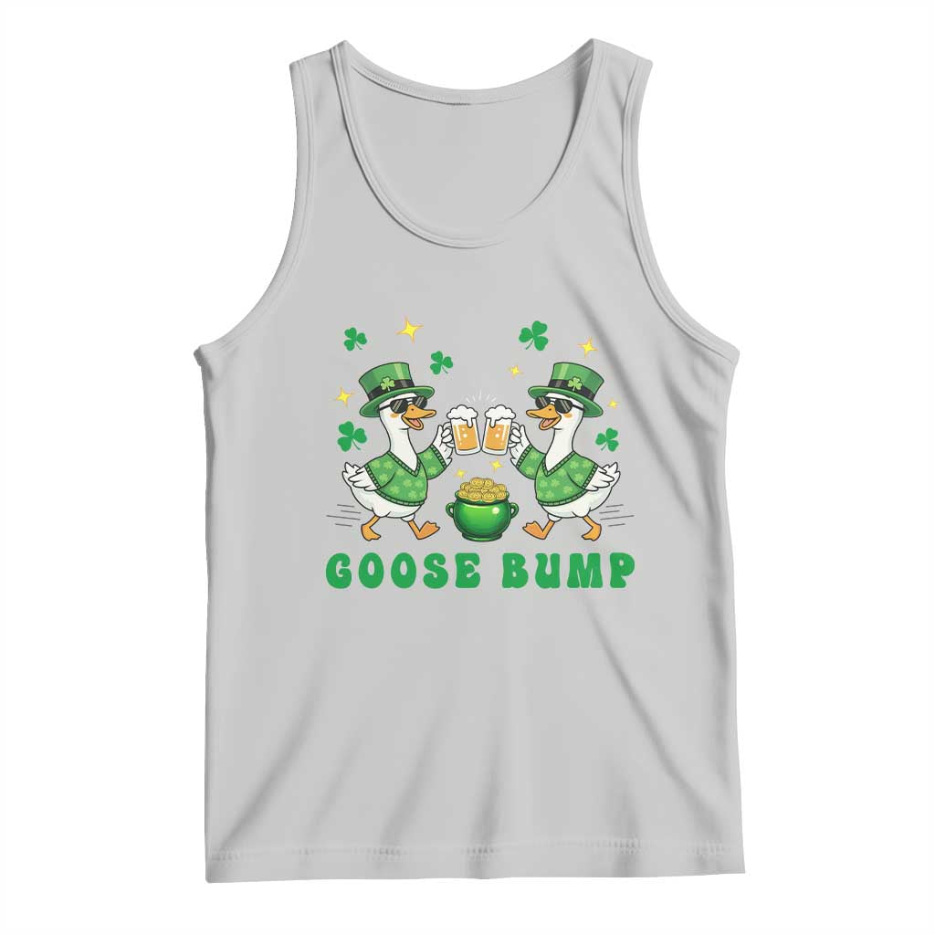 Funny St Patricks Day Goose Drinking Beer Tank Top Goose Bump TS14 Ash Print Your Wear