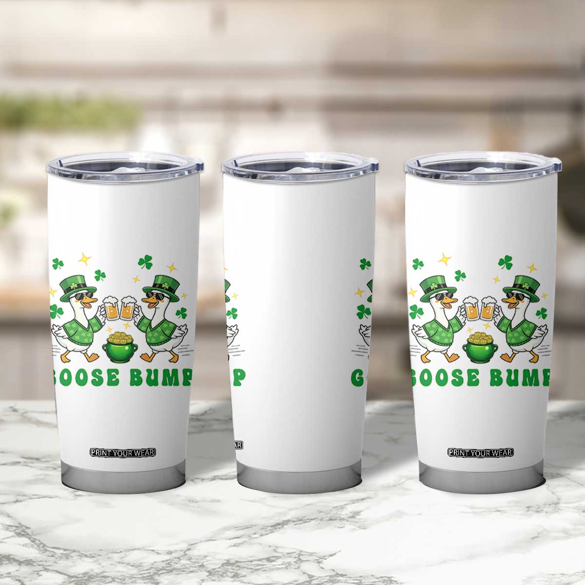 Funny St Patricks Day Goose Drinking Beer Tumbler Cup Goose Bump TS14 Print Your Wear