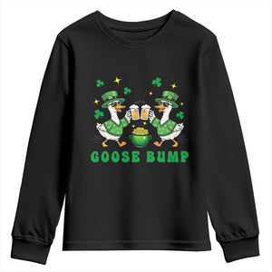Funny St Patricks Day Goose Drinking Beer Youth Sweatshirt Goose Bump TS14 Black Print Your Wear