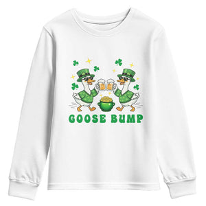 Funny St Patricks Day Goose Drinking Beer Youth Sweatshirt Goose Bump TS14 White Print Your Wear